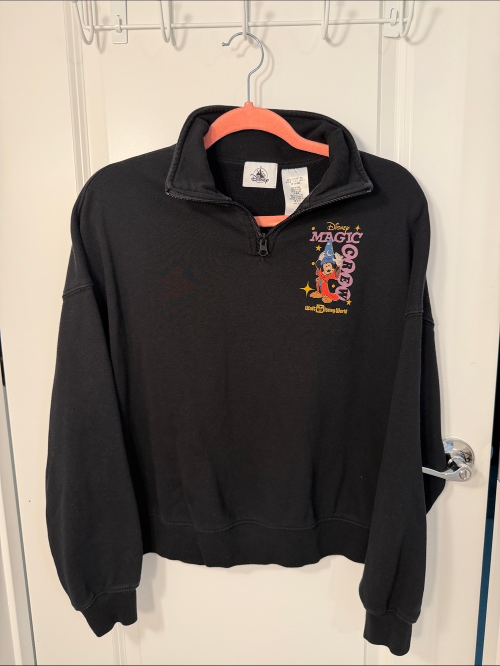 Disney Black Quarter-Zip Sweatshirt “Magic Crew”